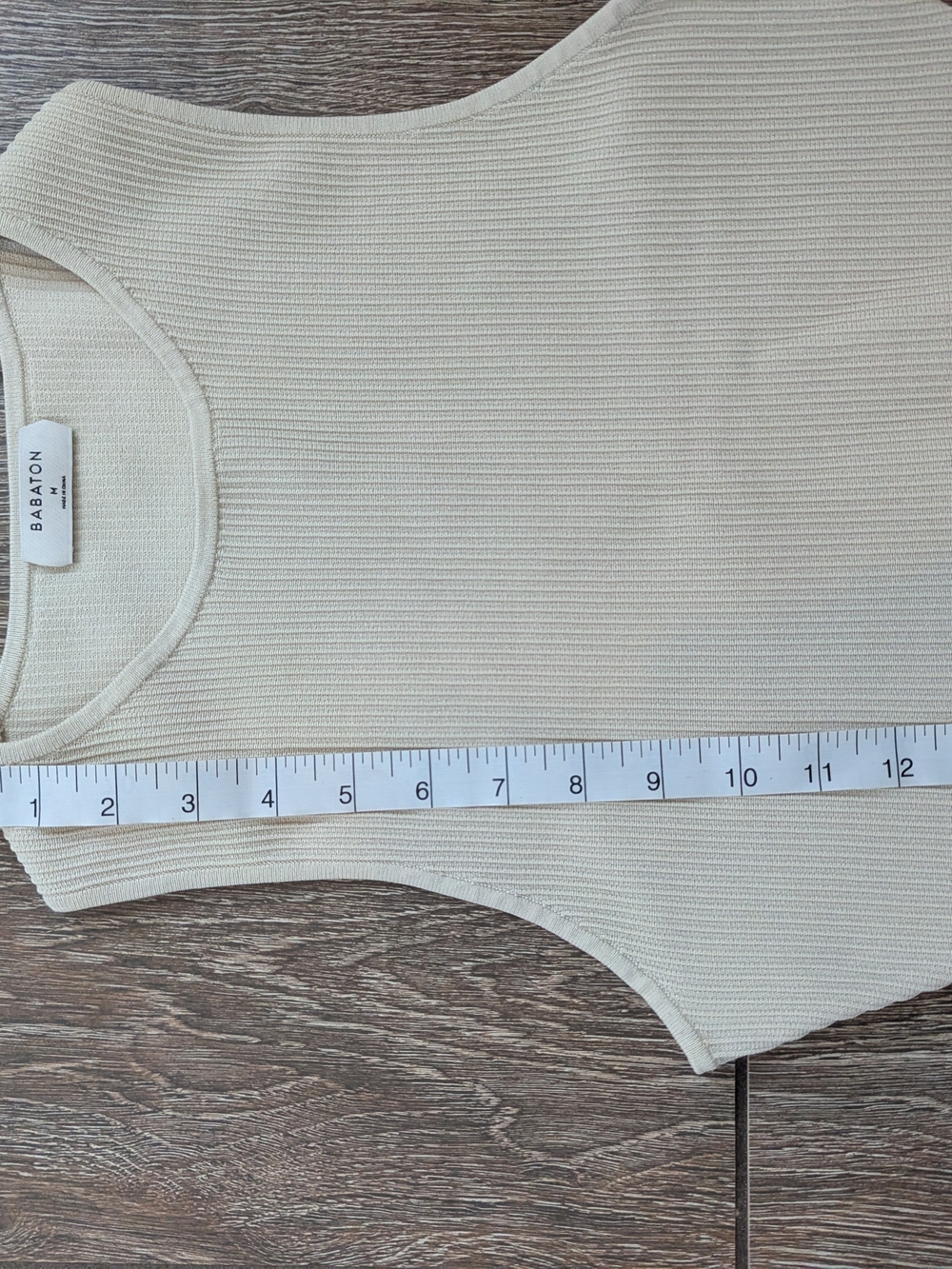 Aritzia Babaton Sculpt Knit Cropped Tank Top Cream Ivory Medium - Picture 9 of 11
